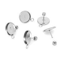 Clou d'oreille Piercing en acier inoxydable, clou rond et plat, avec boucles pendantes, 1 pièce