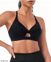 Soutien-gorge et crop top sans armatures rembourrés à maintien, grande taille, uni, fin, sans coutures, avec torsion sur le devant, pour femmes, idéal pour la gym et l'entraînement