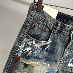Shorts de Mezclilla de Alta Calidad para <span class=keywords><strong>Hombre</strong></span>, Diferentes Estilos, Ropa Urbana de Verano, Jeans Holgados, Shorts de Mezclilla Rotos - Product Image 4