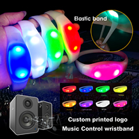 Bracelet lumineux LED, bracelet qui brille avec la musique, logo personnalisé, bracelet LED pour fête, concert