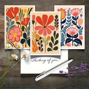 Commande en gros de cartes de voeux d'<span class=keywords><strong>anniversaire</strong></span> sur le thème des fleurs modernes du milieu du siècle avec logo personnalisé en carton <span class=keywords><strong>pour</strong></span> hommes femmes enfants vente en gros - Product Image 2
