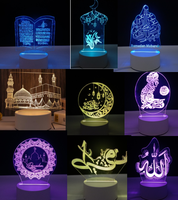 Islamische Geschenke antike Nachahmung Handwerk EID Mubarak Ramadan Dekorationen muslimischen Acryl LED Nachtlichter 7 Farben Ramadan Lichter
