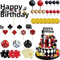 Décorations de gâteaux de casino et accessoires de fête sur le thème du poker en acier inoxydable, lot de 35 pièces