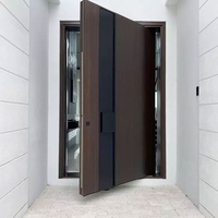 Porte d'entrée extérieure résidentielle moderne en acier inoxydable anti-effraction pour villa et bâtiments commerciaux