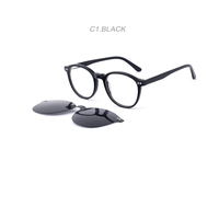 Lunettes de soleil rondes rétro de luxe certifiées CE, verres polarisés en acétate, forme diamant tendance, aimant magnétique
