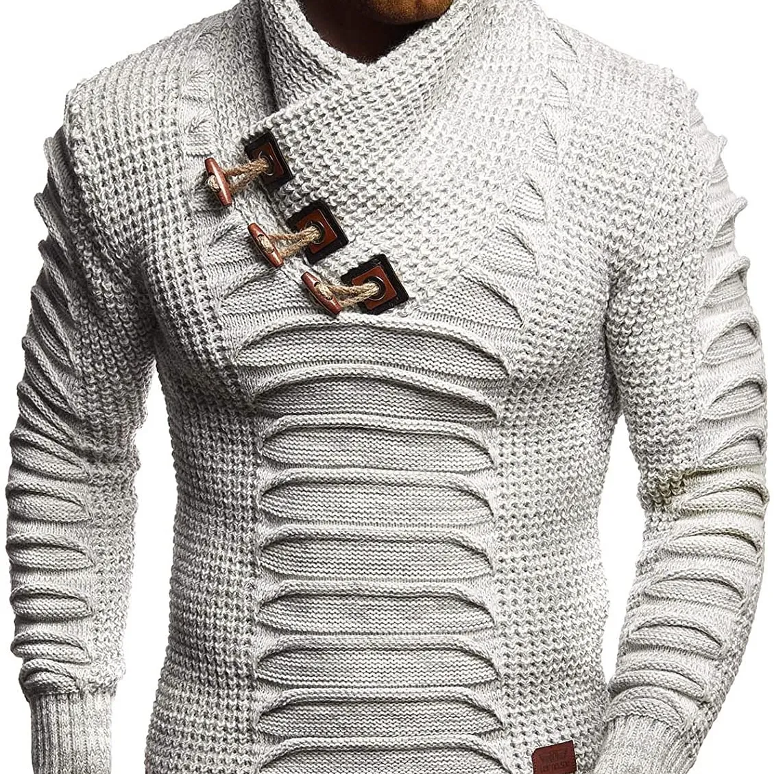 Wholesale Winter Men's Oversized Long Sleeve Hooded Ribbed Knitted Half Cardigan Sweater Hoodie For Sweaters Men Hoodie