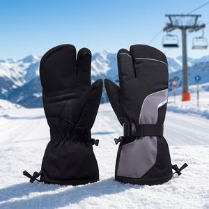 Gants de ski pour enfants et mitaines imperméables et coupe-vent pour le ski et le snowboard, mitaines de ski en cuir pour les conditions de neige - Product Image 4