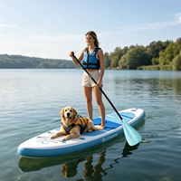 Pagaie gonflable Aqua Cyan pour SUP, manche en alliage d'aluminium réglable avec poignée anti-torsion à rainure en U, pagaie flottante en 3 parties
