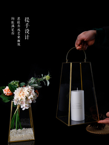 Vetro trapezoidale in metallo lanterna geometrica appesa terrario interno/esterno piantatrice a secco per la tavola di arredamento per la casa - Product Image 6