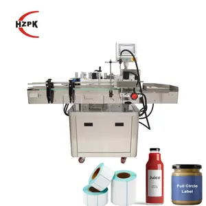 HZPK ARLM-200B automatic plastic round wine bottle cosmetic glass jar can roll adhesive sticker label labeling machine 500ml