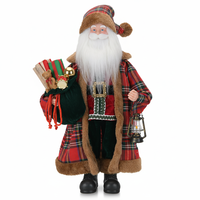 Statue de Père Noël de 36 pouces en forme de canne à sucre mentholée, tenant une couronne et une boîte cadeau, pour la décoration de boulangerie