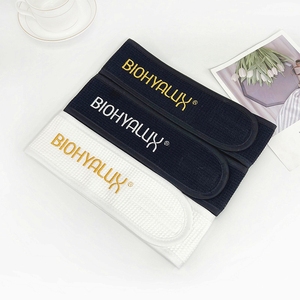 Nhà Sản Xuất Tùy Chỉnh Thiết Kế 100% Bông Waffle Tùy Chỉnh Thêu Logo Spa Trang Điểm Hairband Tinh Khiết Bông Mặt Có Thể Giặt <span class=keywords><strong>Headband</strong></span> - Product Image 4