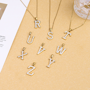 Collar con letra inicial de mejor amigo, collar Z de acero inoxidable con cadenas de regalo de nacimiento de circón que no se deslustra - Product Image 4