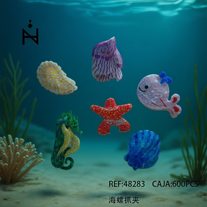 Pinces à cheveux N Conch Claw 6 cm en résine, motif vie marine, dessin animé, pour femmes, décontractées, en sachet OPP - Product Image 3