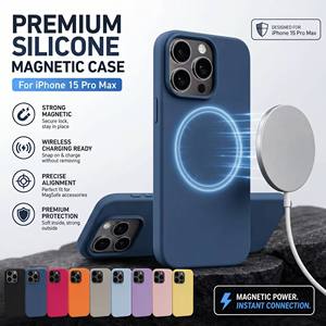 เคส iPhone 15 Pro Max แบบซิลิโคนแม่เหล็กพรีเมียม ปรับแต่งได้ตามต้องการ ผลิตจากโรงงาน  วัสดุซิลิโคนเหลว นุ่ม  รองรับการชาร์จไร้สาย - Product Image 3