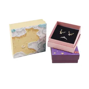 Factory OEM Custom Jewelry Case With Flocking Insert Paper Packaging For Earrings Necklaces Watch Paper Box Packaging Small Box