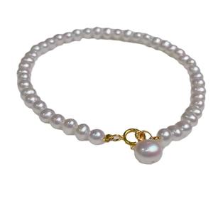 Bracelet de perles d'eau douce de 3 mm de style minimaliste Wenchi, perles authentiques presque rondes pour superposition, idéal pour la Saint-Valentin, Chine - Product Image 5