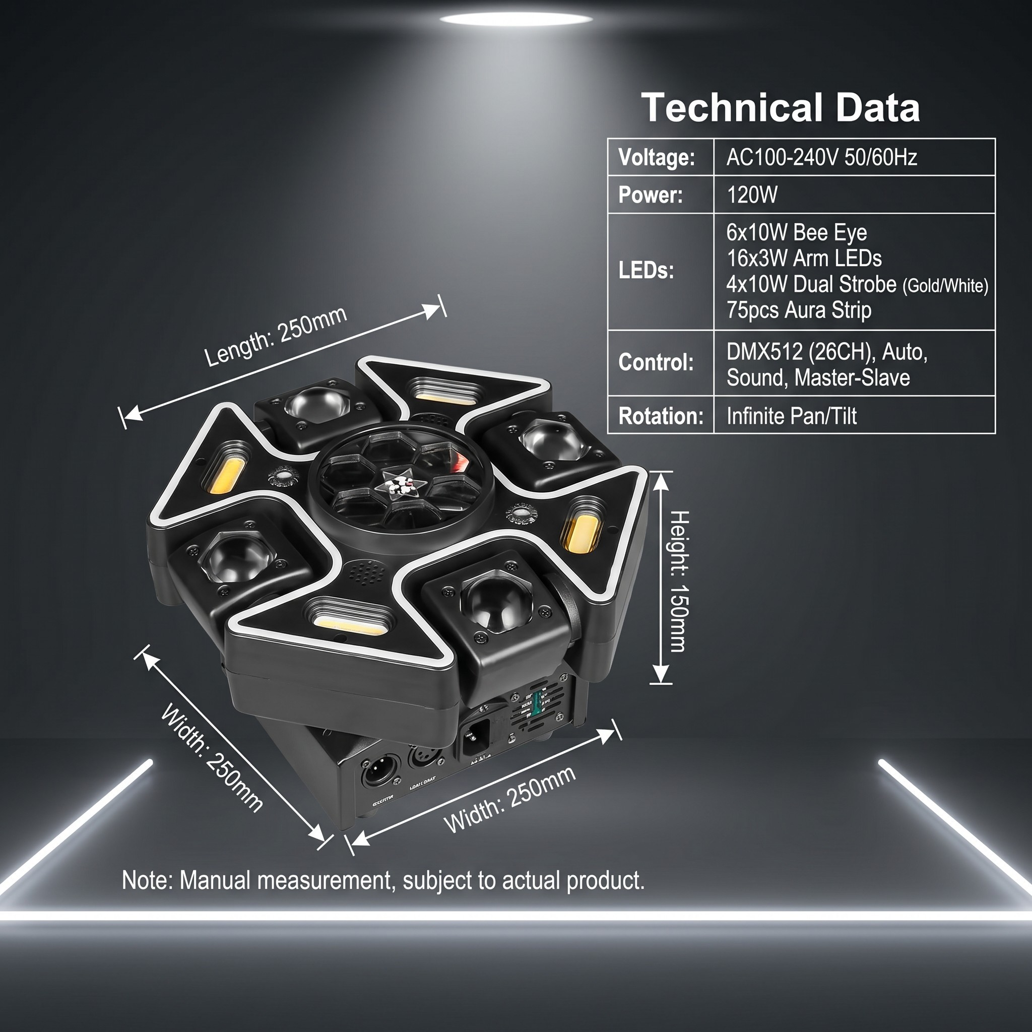 Données techniques et dimensions du projecteur