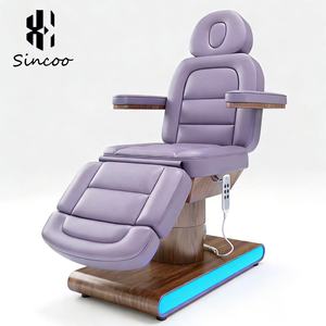 Luxury Modern Beauty Salon Electric 3 Motor Eyelash Spa Massage <b>Bed</b> with Wood Grain Stainless Steel Base Facial Beauty <b>Bed</b> - Product Image 2