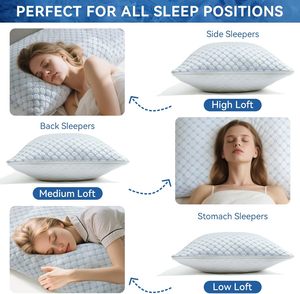 Almohadas de espuma viscoelástica trituradas para juego de cama de 2, almohadas de enfriamiento para dormir tamaño Queen paquete de 2, almohada fresca ajustable - Product Image 6