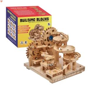 3D Wooden Building Blocks electric track toy creative assembly decompression DIY handmade gift Gear set building blocks