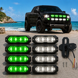 Feu de signalisation étanche IP6K9K 12V 24V à 4 LED, montage en surface, clignotant blanc-vert synchronisé, <span class=keywords><strong>lampe</strong></span> stroboscopique pour tracteur - Product Image 1
