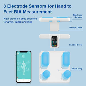 정확한 디지털 체지방 스마트 체중계 8 전극 USB 전원 유리 디스플레이 180kg 용량 의료용 체중계 OEM OBM ODM - Product Image 2