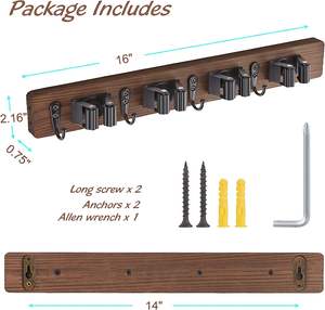 Estante para escoba de fregona, gancho para fregona de madera montado en la pared, estante para herramientas de jardín, estante de almacenamiento adecuado para <span class=keywords><strong>armario</strong></span> - Product Image 3