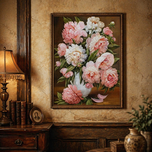 Peinture Diamant Chenistory Vintage, Bouquet de Pivoines, Broderie Complète, Nature Morte Florale pour Décoration de Salon et Maison - Product Image 4