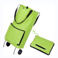 Sac de courses pliable 2-en-1 en tissu Oxford avec fermeture éclair, écologique, réutilisable, design télescopique pour les voyages et le quotidien