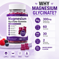 Gummy Magnesium Glycinate 300mg 60 Buah Rasa Campuran Berry, Label Pribadi OEM Grosir, Mendukung Relaksasi Otot dan Tidur Nyenyak