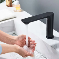 Robinet à capteur moderne sans contact, monotrou, en acier inoxydable 304 chromé gris anthracite, pour chambre à coucher, durée de vie commerciale