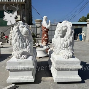 Estatua de León de Mármol <span class=keywords><strong>Blanco</strong></span> de Tamaño Real para Jardín, Escultura de León de Mármol Natural para Exteriores - Product Image 6