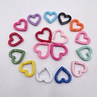 Mousqueton en alliage en forme de cœur peint coloré, fermoir à ressort multicolore pour porte-clés, breloque de sac, fabrication de bijoux DIY
