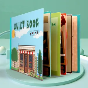 Attività di apprendimento prescolare sensoriale libro occupato Montessori giocattoli libro tranquillo cibo e verdura libro adesivo supermercato
