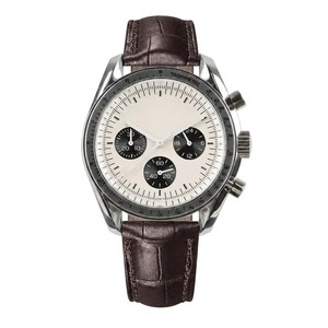 Montre chronographe à quartz pour homme, cadran rond, bracelet en cuir, aiguilles lumineuses, calendrier, étanche, montre-bracelet décontractée pour affaires - Product Image 1