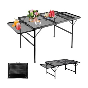 <span class=keywords><strong>Mesa</strong></span> <span class=keywords><strong>Plegable</strong></span> Portátil <span class=keywords><strong>con</strong></span> Asa de Transporte y Altura Ajustable para Campamento y Picnic al Aire Libre <span class=keywords><strong>con</strong></span> <span class=keywords><strong>Alas</strong></span> Extensibles - Product Image 1