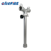 Hydrant d'incendie Okefire 2,5 pouces en aluminium argenté à double sortie, type britannique, avec tuyau de raccordement à double tête