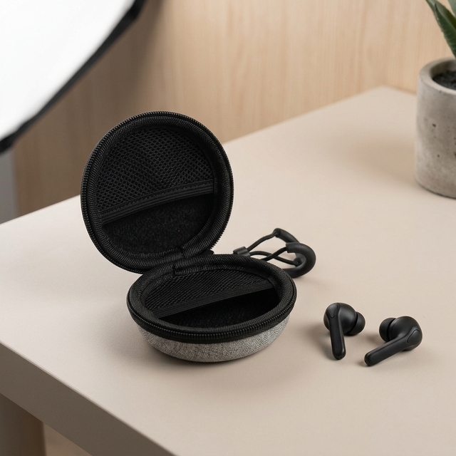 Chinese Manufacturer Custom Size EVA Hard Shell Storage Case for Bluetooth Headset With Mesh Pocket