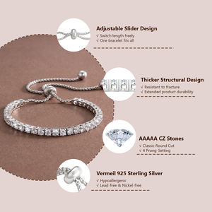 Sparkly gelang Bolo Tenis klasik perak Sterling 925, gelang perhiasan wanita CZ lapis emas 14K 2/3/4mm dapat disesuaikan - Product Image 5