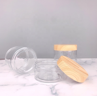 Pot en Plastique Transparent 100ml/200ml/300ml/500ml avec Couvercles en Bois à Vis, Récipient Vide pour Crème Cosmétique, Poudre, Boîte de Maquillage
