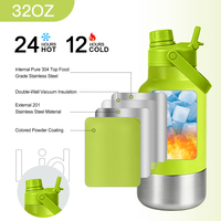 Bouteille d'eau et gamelle 2-en-1 en acier inoxydable de 32 oz, personnalisée, avec rapport de test REACH, double paroi isolée sous vide pour chiens et chats en voyage