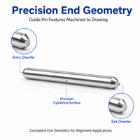Goupille de guidage d'alignement pour connecteur optique MPO en acier inoxydable, sur mesure pour composant de précision tourné et broché CNC