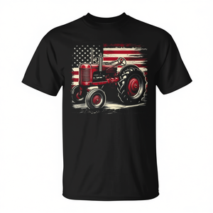 T-shirt agricole patriotique avec drapeau américain, Old Farmall Cub Tractor - Product Image 2