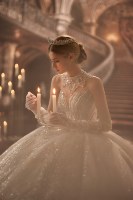 Robe de mariée classique grande taille en dentelle, style princesse, avec laçage, dos nu et traîne royale, ornée de cristaux