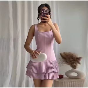 Nuevo Vestido Ajustado de Lino Personalizado sin Mangas con Volantes y Pliegues para Fiesta, Vestido Casual de Alta Calidad al por Mayor para Damas - Product Image 1