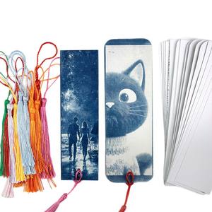 Meilleure vente transfrontalière : Lot de 12 feuilles de papier cyanotype 5*14 pour marque-pages, Matériaux DIY, 12 marque-pages aléatoires avec pompons, pour l'art et l'éducation - Product Image 5