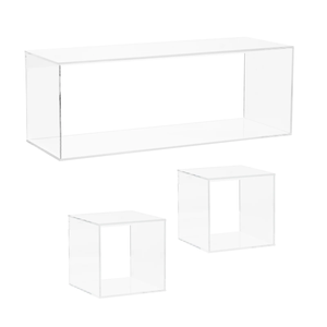 Crystal Clear <strong>4</strong> Sided Floating Storage Shelf Acrylic Wall Display Shelves Bathroom Cube Organizer Shelf Home Decor Display <strong>Rack</strong> - Product Image 3