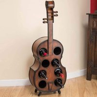 Porte-vin en bois à 8 bouteilles, effet chêne, pour violon, violoncelle, autoportant