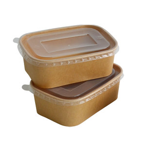 卸売<span class=keywords><strong>500ml</strong></span>長方形食品グレードテイクアウトボックス紙製クラフト茶色正方形紙ボウル蓋付きウォームパックブランド江蘇省産 - Product Image 6